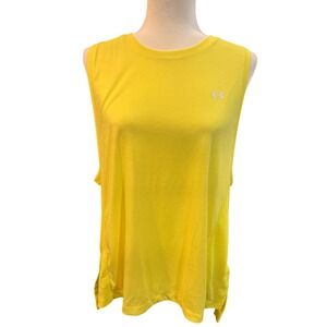 Under Armour HeatGear Tank Top Yellow Sleeveless Athletic Workout XL